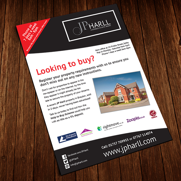 leaflet printing for jp harll selby
